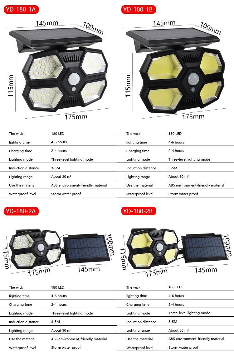 180LED Human Body Induction Outdoor Waterproof Garden Lighting Solar Wall Light