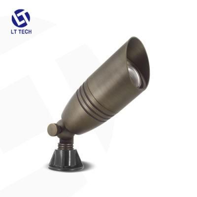 Lt2105 Solid Cast Brass Bullet Spotlight 1-Light LED MR16 Bulb 12V 50-W Maximum Bright Residential Light Bronze