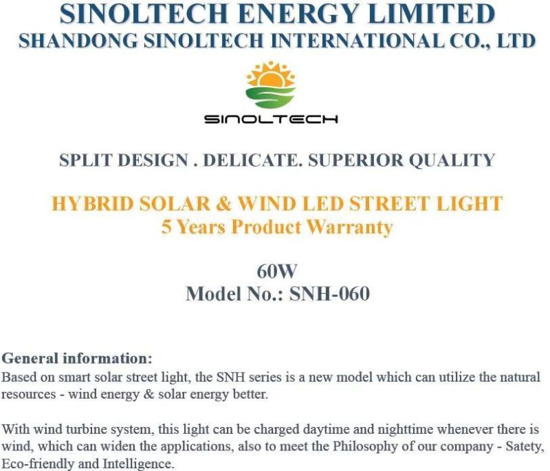 60W Wind and Solar Powered LED Hybrid Light (SNH-060)