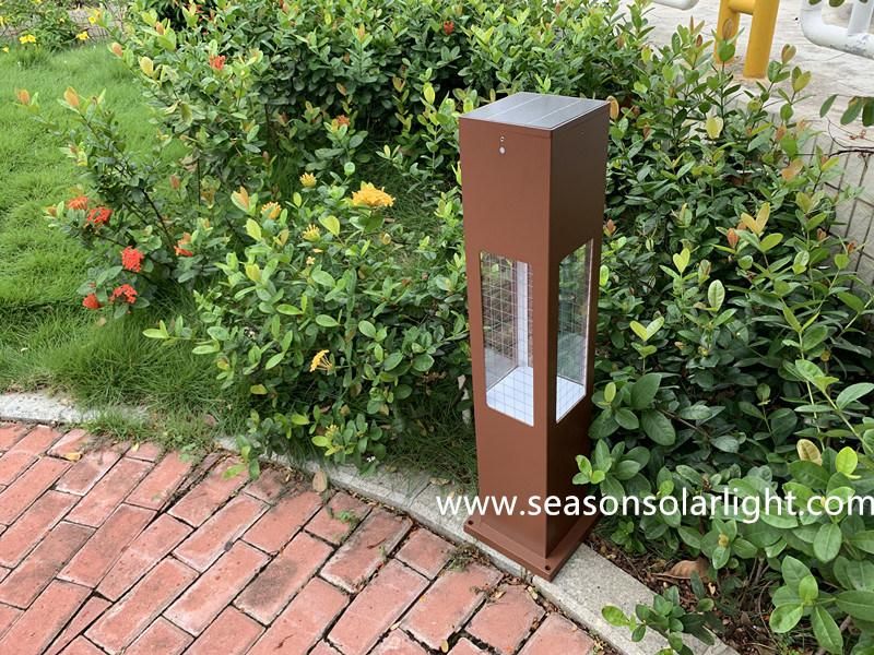 Aluminum+Glass Body Solar Bollard LED Outdoor Garden Solar Light with Warm+ White LED Light