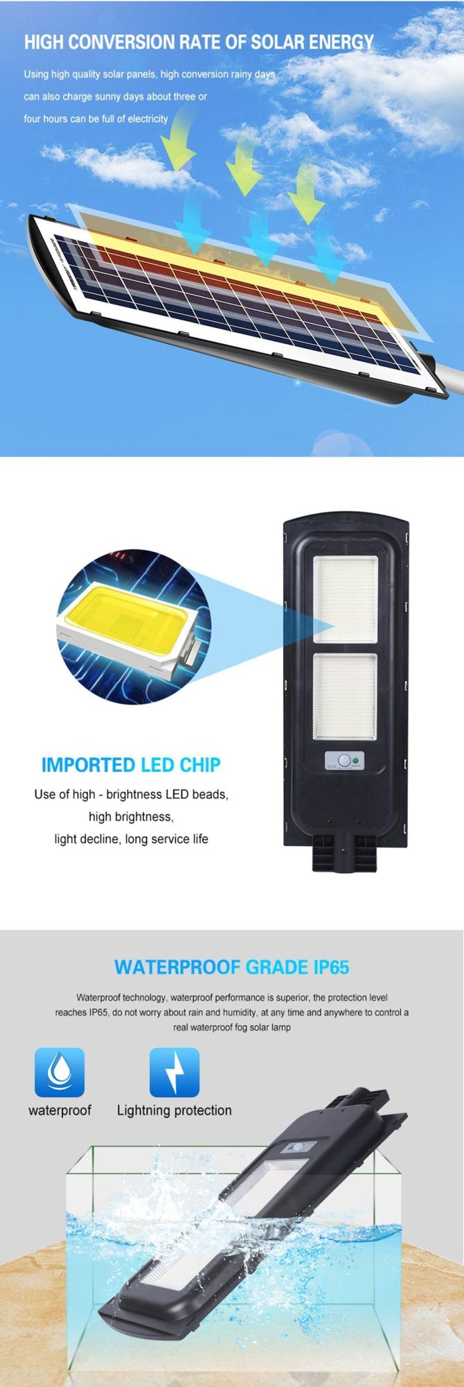 High Power Integrated SMD Stadium Outdoor Waterproof IP65 50W 100W 200W 300W All in One Solar LED Street Lights