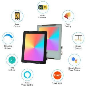 RGB Color Changing 100W Equivalent Outdoor Light, 30W Tuya Smart Floodlights with Timing, 2700K&16 Million Colors for Garden Stage