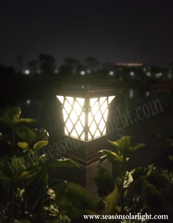 Smart Remote Control LED Lighting Lamp Garden Outdoor 5W Solar Pillar Lamp for Gate Lighting