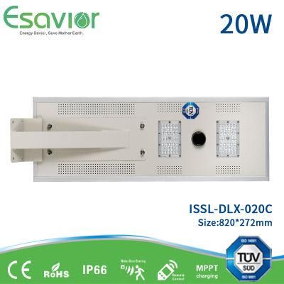 20W Solar Street Light with High Efficiency Solar Panel &amp; High Lumen LED Light Source