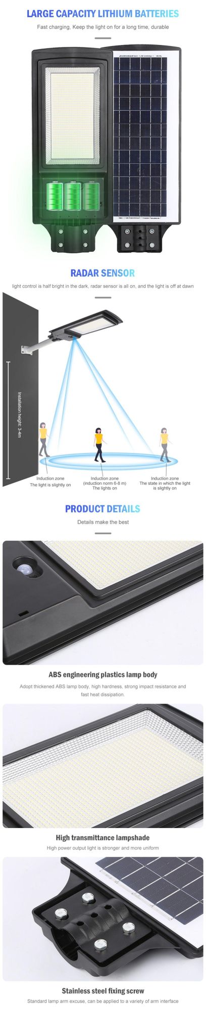 Professional Supplier Wholesale 50W 100W 200W LED Solar Integrated Street Light