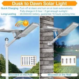 100W LED Solar Street Lights, Outdoor Dusk to Dawn with Remote Control, 800 Lumens Waterproof Solar Security Light for Yard, Garden, Pathway