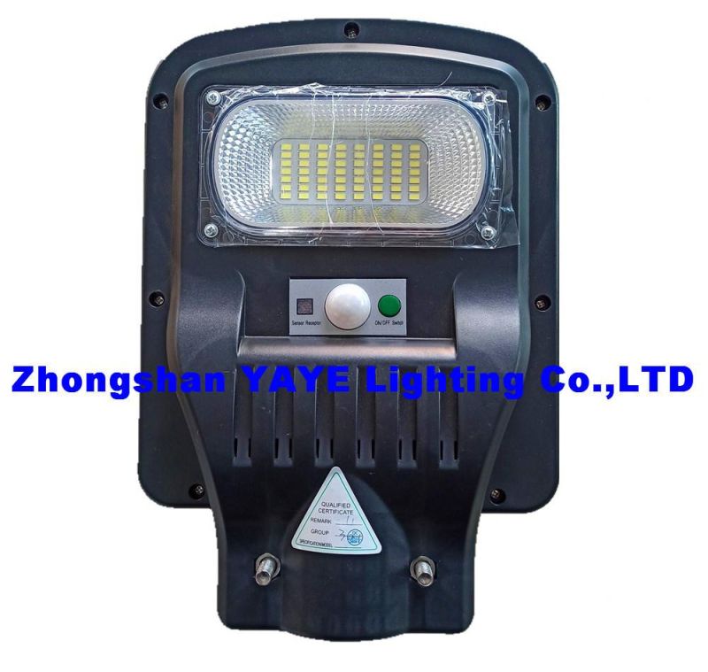 Yaye Low Price High Quality 50W All in One Solar Integrated LED Street Garden Light with Rador Control / Motion Sensor+ Remote Controller