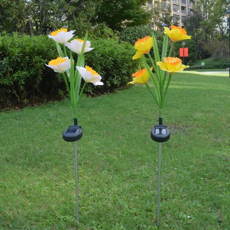 LED Daffodil Flower Stake Light Solar Energy Rechargeable for Outdoor Garden Patio Pathway Porch Backyard Wyz16585