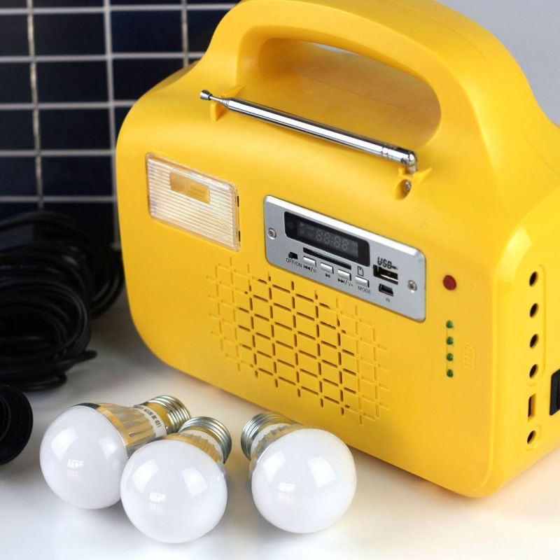 Government Project 20W off Grid Solar Lighting System Solar Genrator with 3 LED Bulbs/Mobile Phone Charger/FM Radio