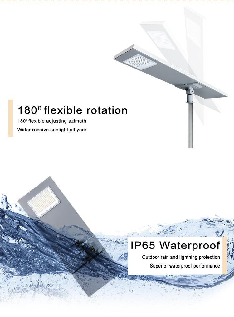 High Brightness Construction LED Solar Lights Outdoor Street Modern Automatic 20W 40W 60W 80W 90W 100W Road Light with Pole