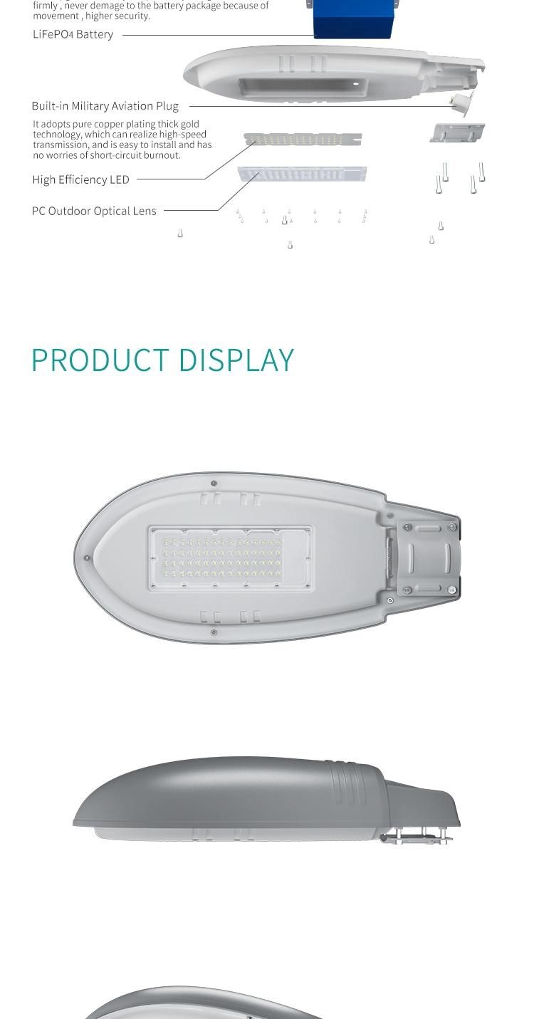 High-Efficiency All in One 50W LED Solar Street Light with LiFePO4 Battery