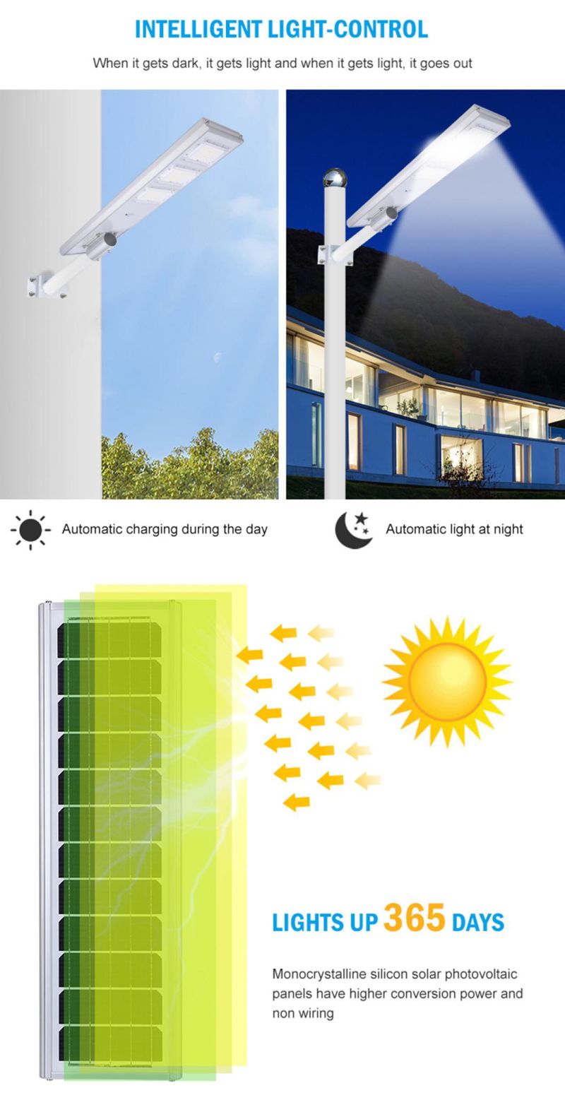 Easy Installation IP65 Waterproof Design LED 50W 100W 150W 200W 250W Solar Street Light