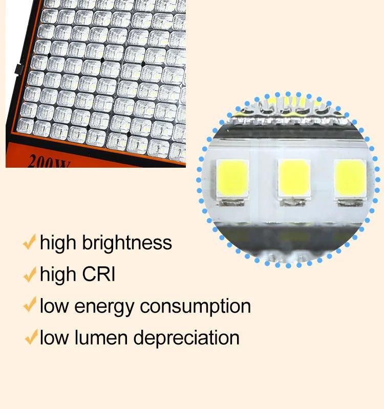 100W Solar LED Floodlight with Panel Power System for Outdoor Wall Garden Yard Street Park Use Industrial High Bay Lighting Canopy Lamp Flood Light