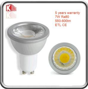 ETL High Lumen 7W Dimmable GU10 LED Spotlight