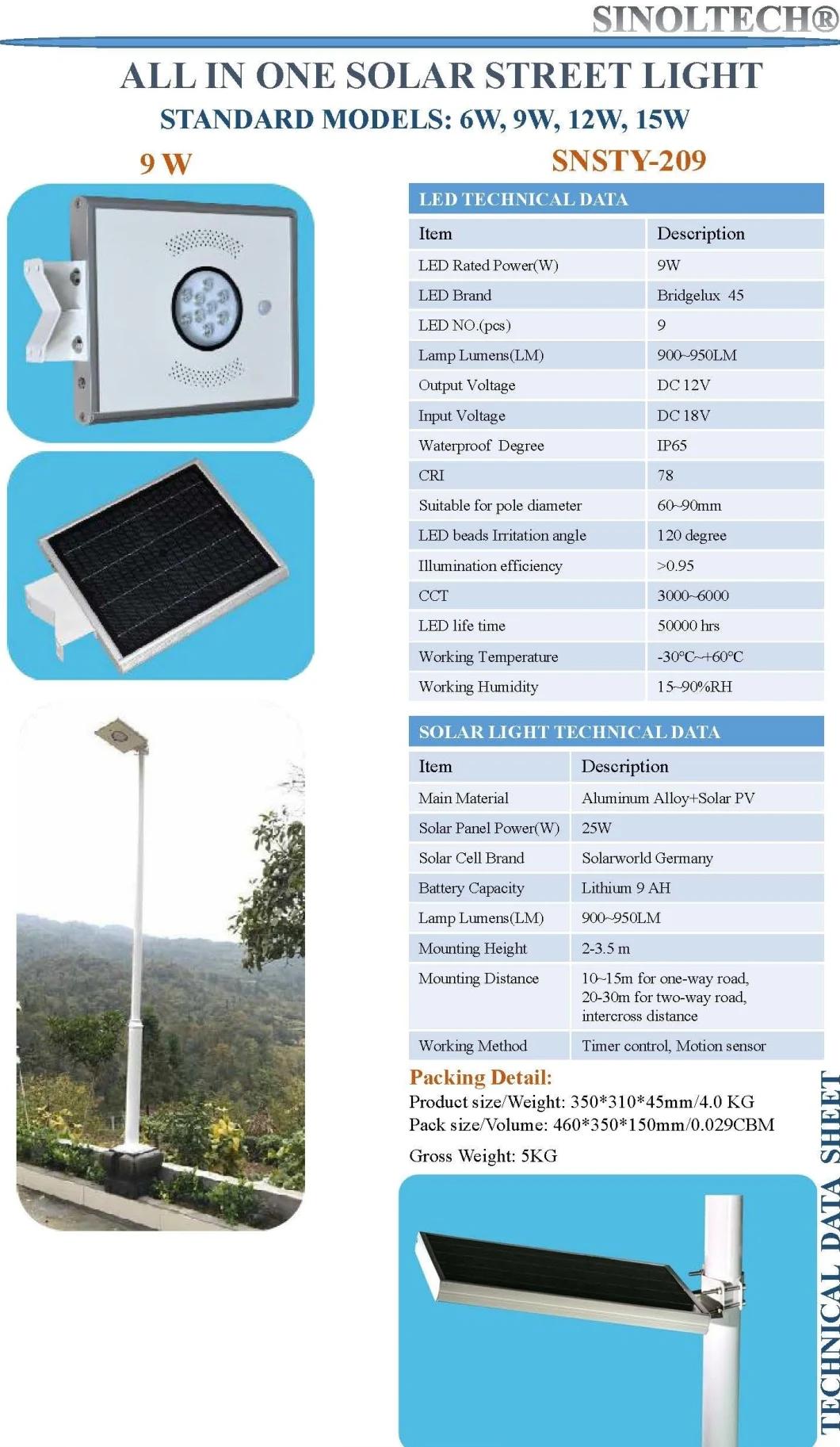 IP65 Waterproof 6W All in One Design Solar LED Lights (SNSTY-206)