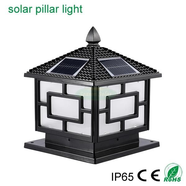 Factory LED Solar Lighting Garden Gate Outdoor 5W Solar Pillar Light with Multi-Color LED Lights