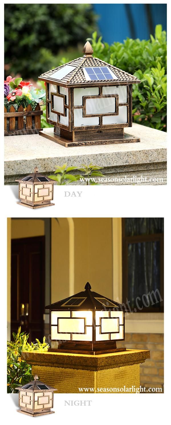Energy Saving Lamp Outdoor LED Solar Pillar Gate Light for Garden with LED Lighting