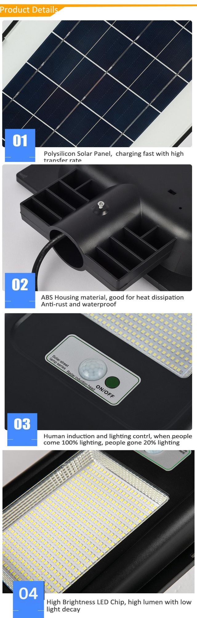 Zhongshan Hairolux Integrated Waterproof IP65 30W 60W 90W 120W Streetlight Outdoor All in One LED Solar Street Light