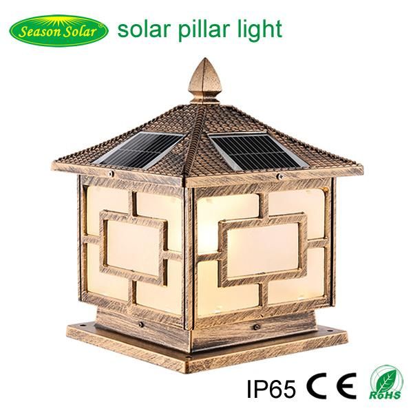 Outdoor Square Main Gate Lighting 5W Solar Post Cap Light with Double LED Lights & Lamp