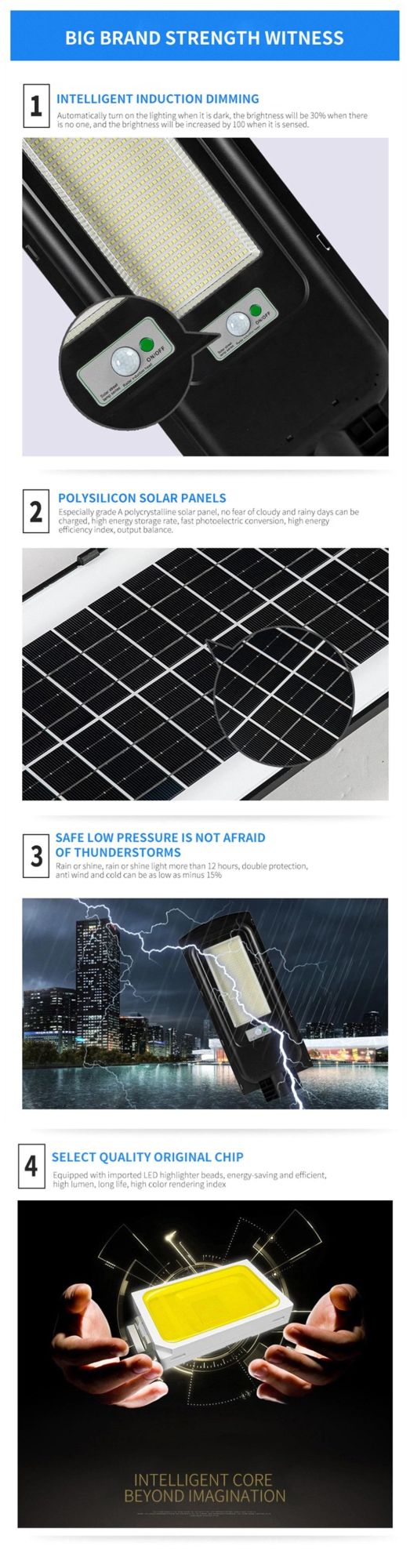 Remote Control Street Outdoor Waterproof IP65 50W 100W 200W 300W Integrated All in One LED Solar Garden Light