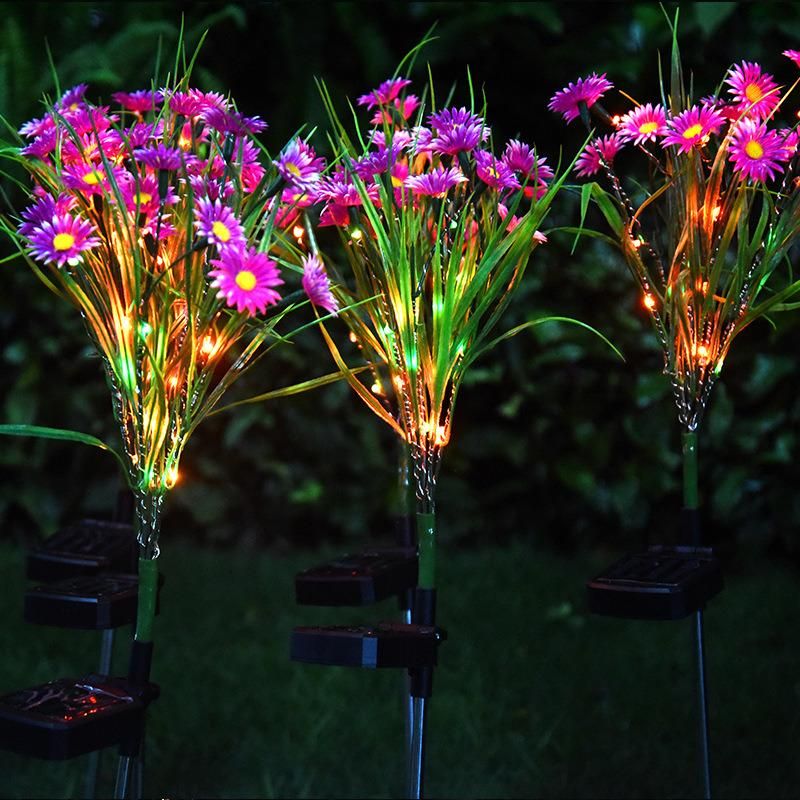 LED Daisy Flower Stake Light Solar Energy Rechargeable for Outdoor Garden Patio Pathway Porch Backyard Wyz16591
