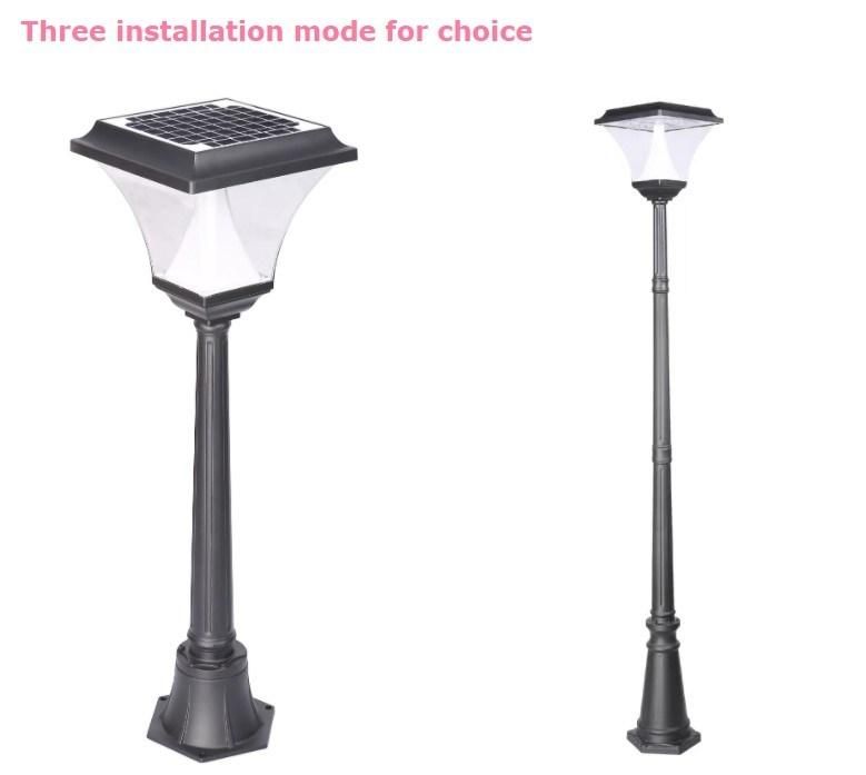 Waterproof Black Park Modern Decorative Solar Powered Outdoor LED Garden Lights