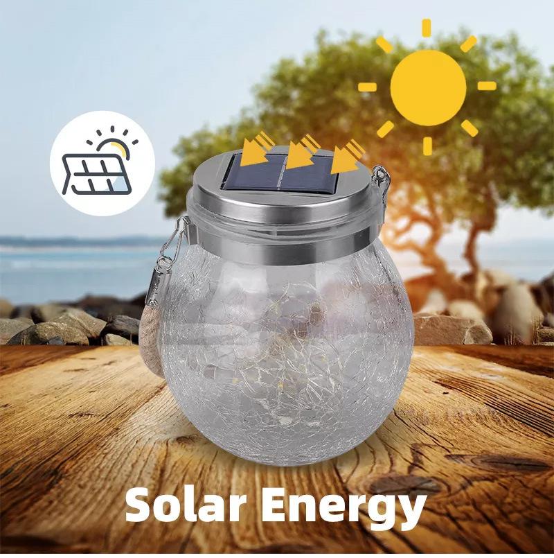 Hanging Outdoor Lamp Crackle Bottle Glass Solar Christmas Lights Outdoor Outdoor LED Street Solar Garden Lights Solar Light
