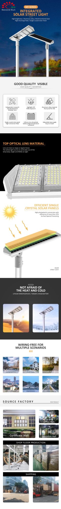 100W Lighting Plan MPPT Controller Solar Panel Solar Street Lamp