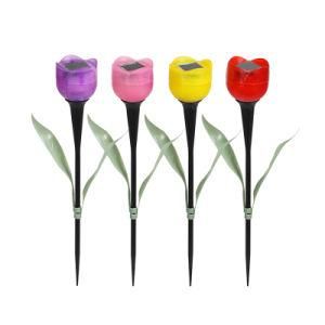 New Garden Decor Garden Tulip Flower Shape LED Solar Powered Lights Outdoor Yard Decoration