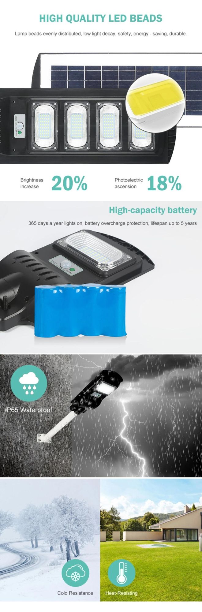 Prices of 30W 50W 120W Integrated Outdoor Solar Lamp All in One LED Street Light with Pole