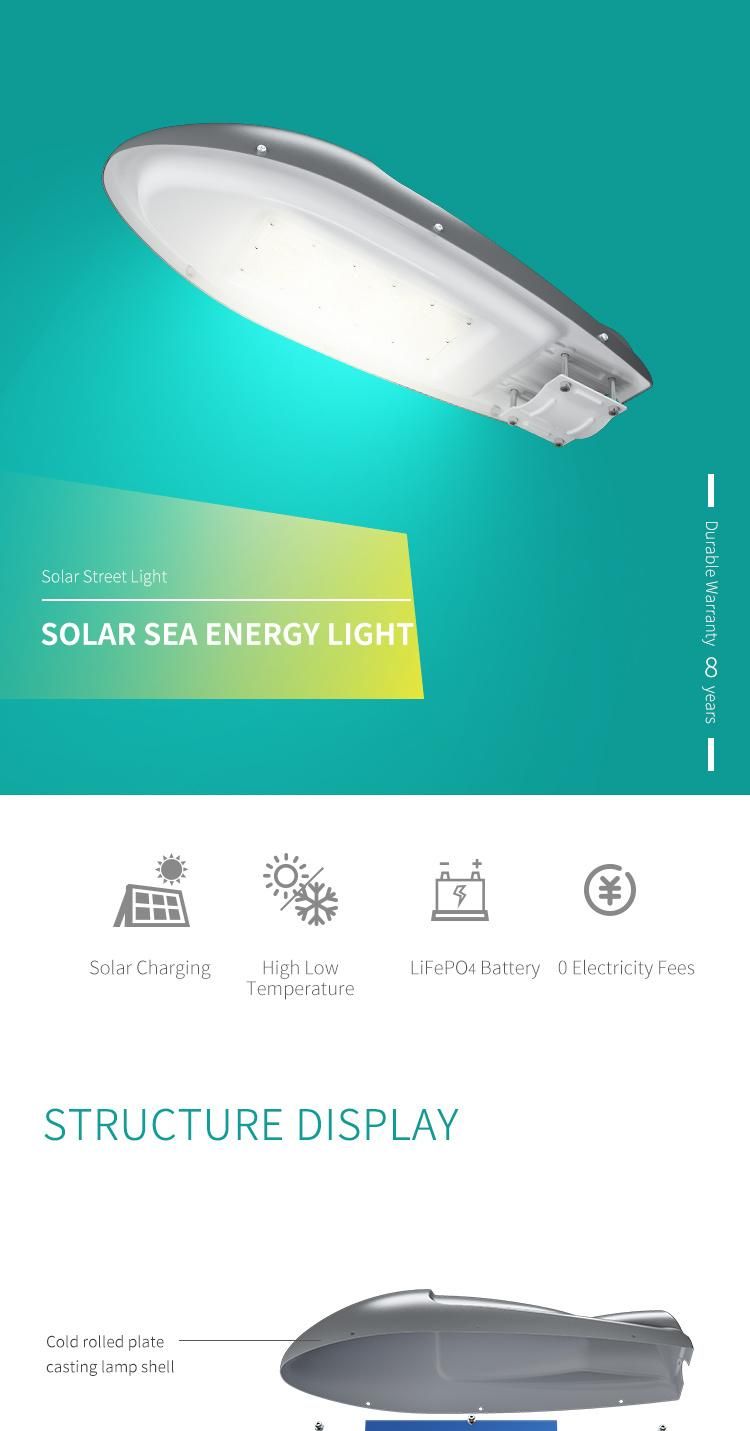 Cheap But High Quality IP65 50W Waterproof Outdoor Lighting All in One Integrated Solar LED Light Solar Lamp Solar Bulb Enjoys 8 Years Warranty