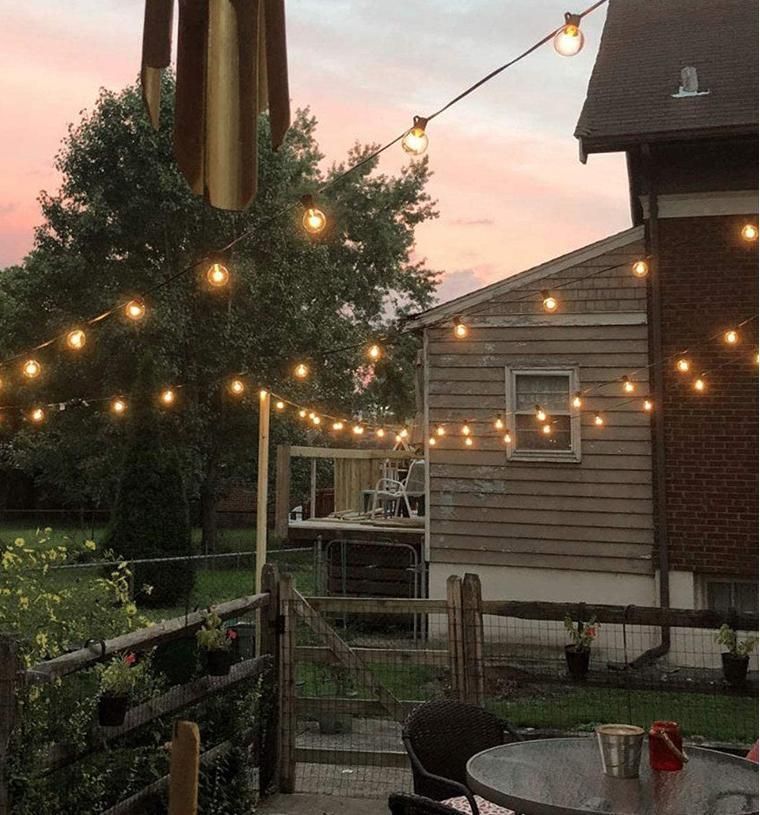 Solar String Lights Outdoor G40 Patio Lights with 10 LED Shatterproof Bulbs, 4 Light Modes, Weatherproof Hanging Lights for Backyard Bistro Pergola Party Decor,