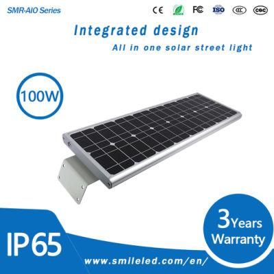 100W Solar All in One Street Lamp IP65 Integrated Solar Street Light with Motion Sensor