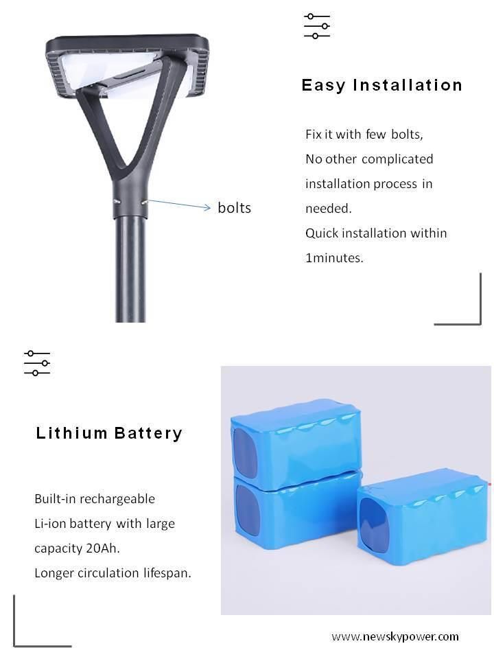 CE Approved Outdoor Waterproof Die Casting Aluminum 20W Warm White Solar Powered Lamps