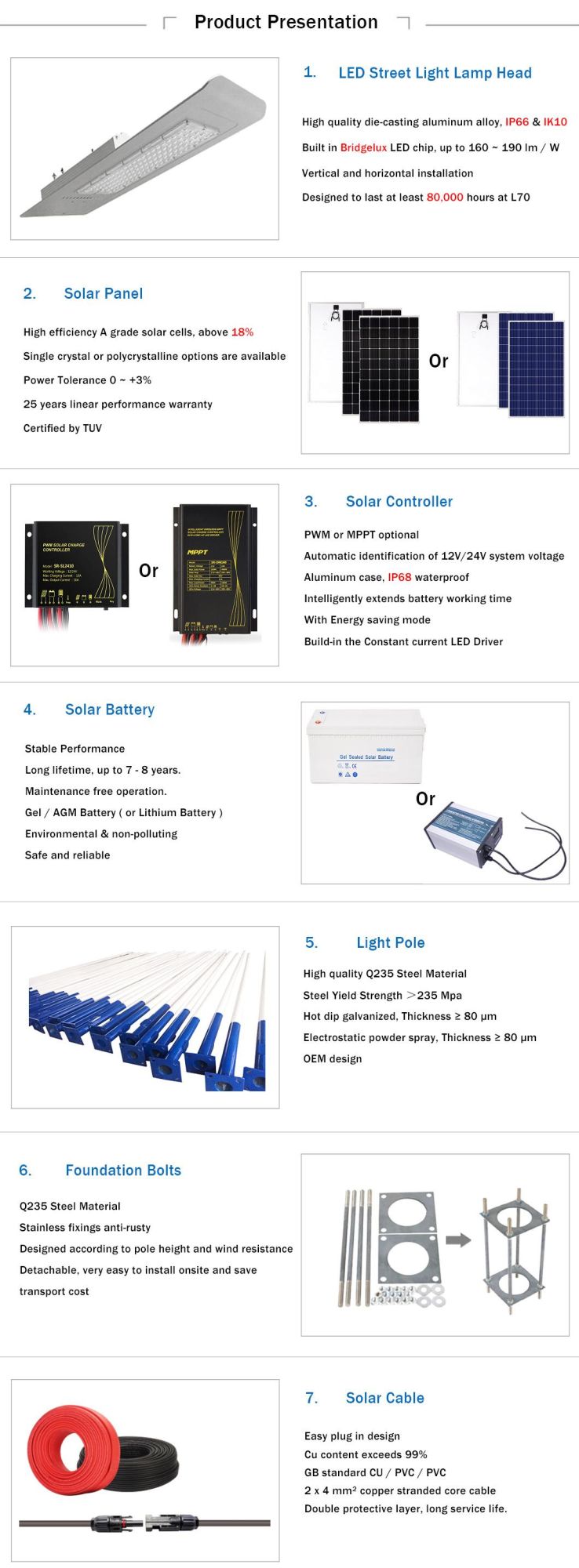 Waterproof Outdoor Solar Street Light 100W Solar Light for Garden