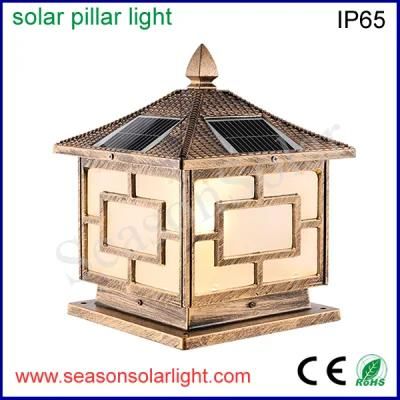 Factory LED Solar Lighting Garden Gate Outdoor 5W Solar Pillar Light with Multi-Color LED Lights