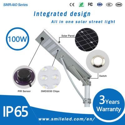 Wholesale IP65 Waterproof Outdoor 100W All in One LED Solar Street Light