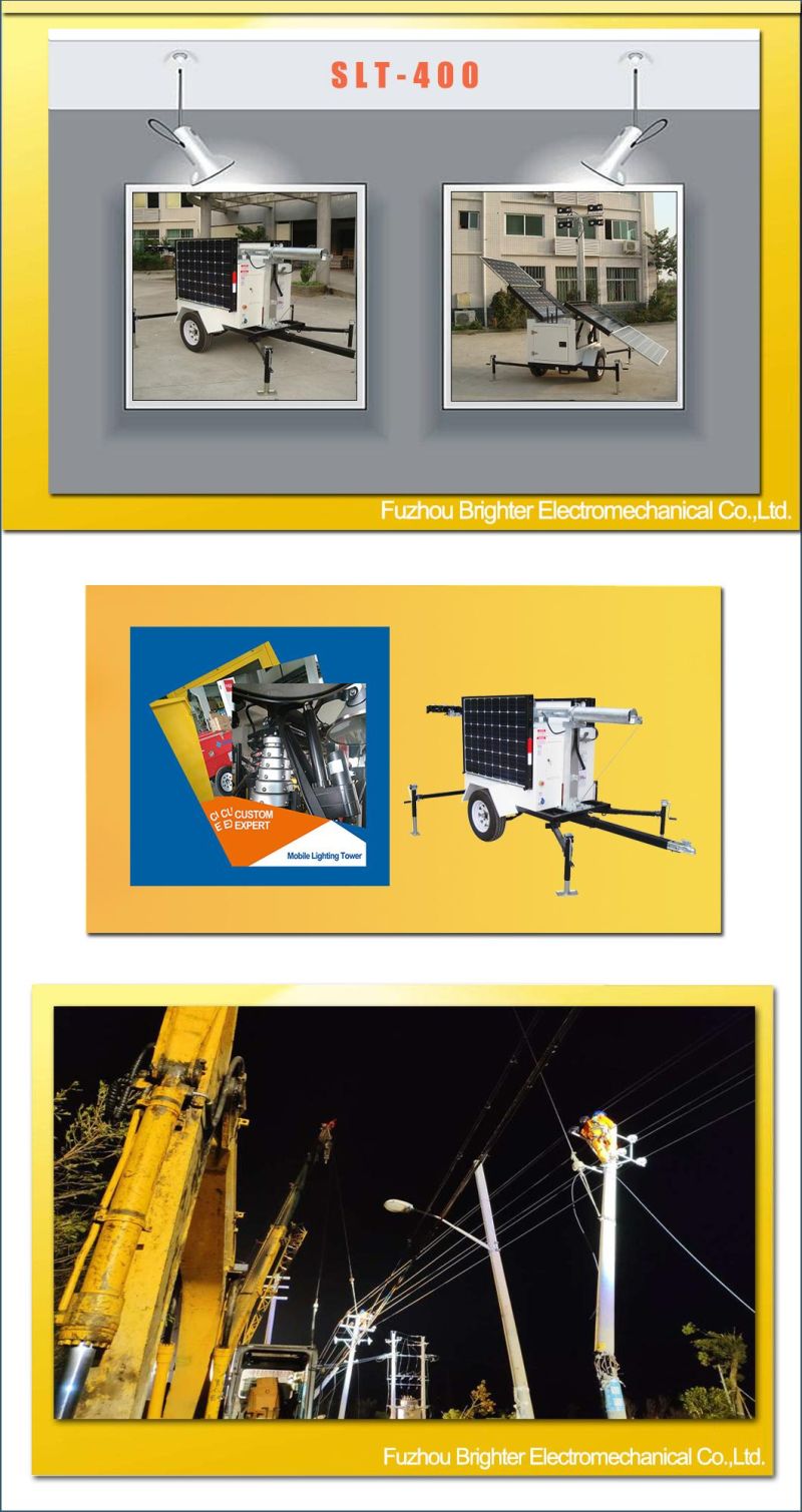 Trailer Portable Compact Mobile Tower Light with Solar Power and LED