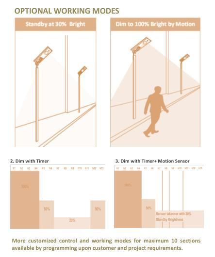 Esavior Intelligent Power Management 100W LED Solar Street Lights
