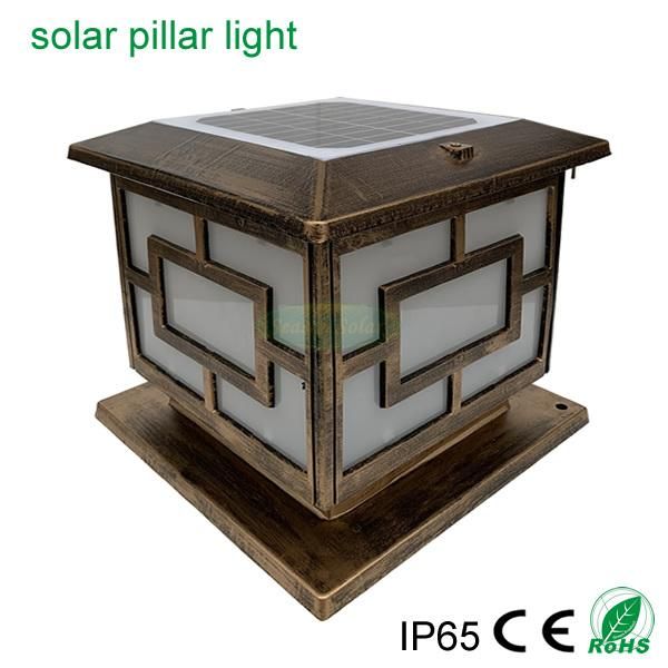 Easy Install 5W Outdoor Fence Post Solar Light for Gate Lighting with Warm White LED Light