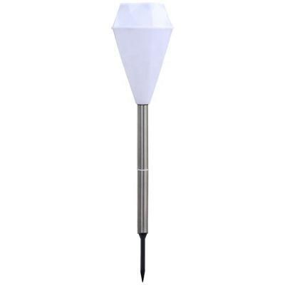 Solar Stake Lamp White Solar Powered Rechargeable LED Plastic Garden Lawn Light Solar Path Light