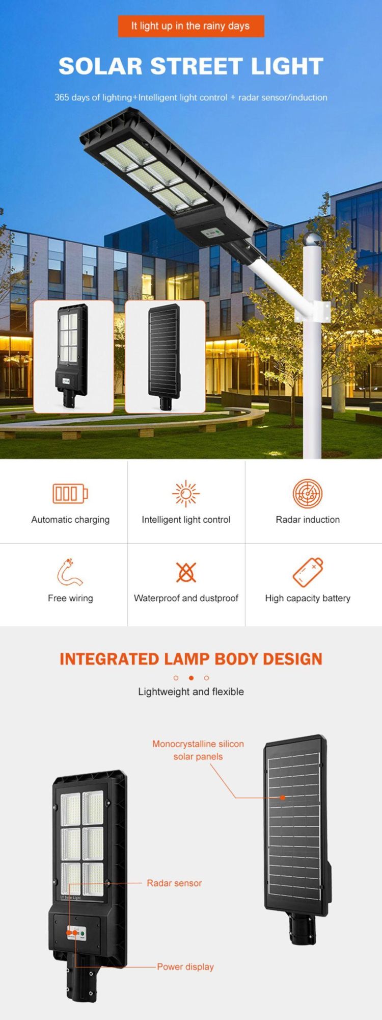 High Quality New Classic Outdoor Garden Lighting All in One Solar LED Light
