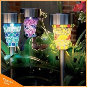 Mosaic Stainless Steel LED Solar Garden Lawn Light