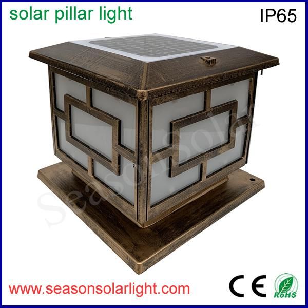 Energy Saving Lamp Outdoor LED Solar Pillar Gate Light for Garden with LED Lighting