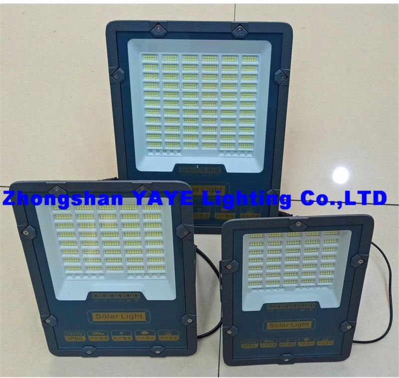 Yaye 2021 Best Sell 50W/100W/200W/300W/400W Solar LED Flood Garden Light with Remote Controller/High Lumen Outdoor Lighting Waterproof IP65 Solar LED Spot Light