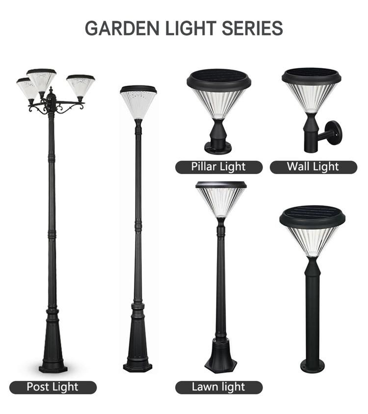 Diamond Style Solar Pillar Light Solar Gate LED Light Waterproof IP 65 Landscape Decoration LED