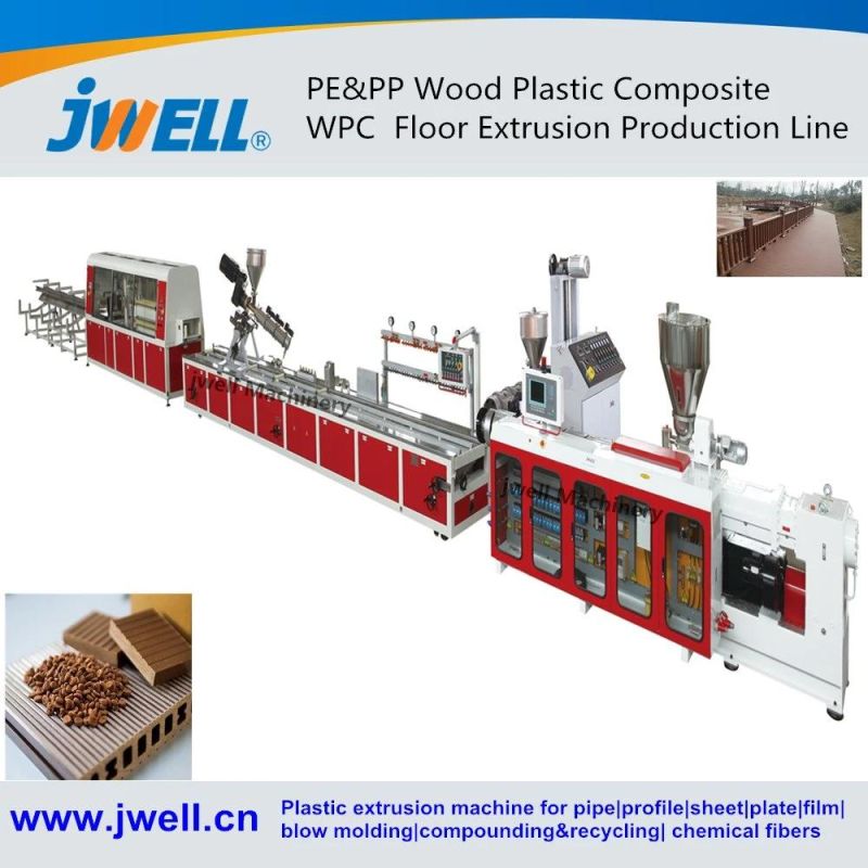 Jwell Plastic WPC PVC Spc/PVC Decoration Floor/Decking//Board/Wallboard Fence Easy Assemble Portable Extruder Making Machine
