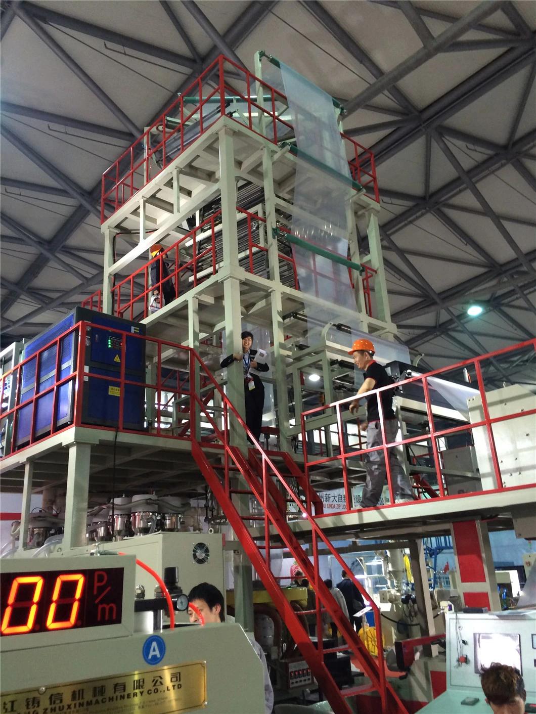 Full Automatic Three Layer Co-Extruder with IBC & Haul-off Rotary &EPC&Automatic Double Winder Roller Changing