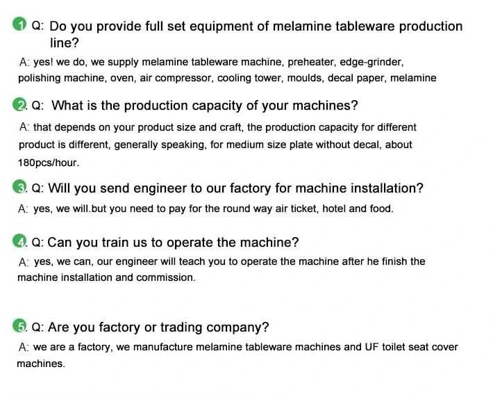 Ce Certificate Automatic 200 Ton Double Color Melamine Press Machine for Tableware