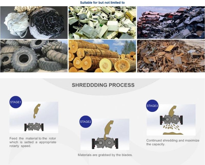Waste Appliances Wood Tyre Plastic Metal Large Furniture Double Shaft Shredder